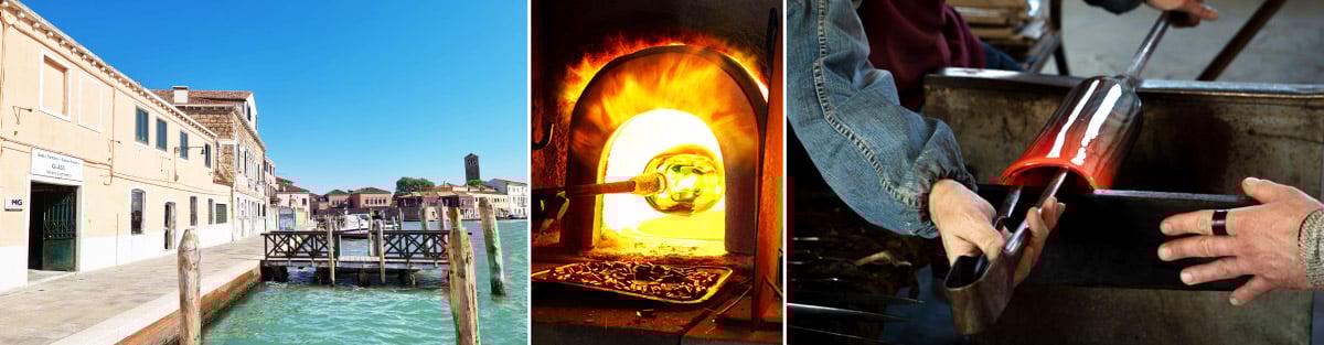 sala de exposición, tienda física, fábrica de cristal de Murano, ¡vaya!