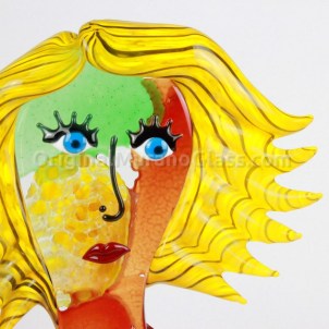 Cabeza de mujer rubia al viento - Vidrio de Murano original