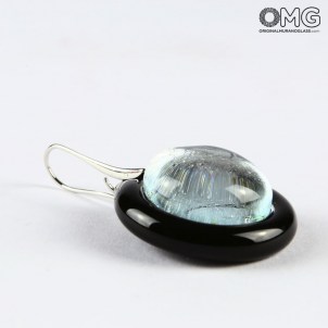 Orecchini in vetro sommerso circolare - bianco