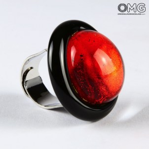 Ring - Submerged Red Glass - Original Murano Glass OMG