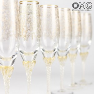 Champagne Drinking Glass  Barocco Flutes - 6 Pieces Set 