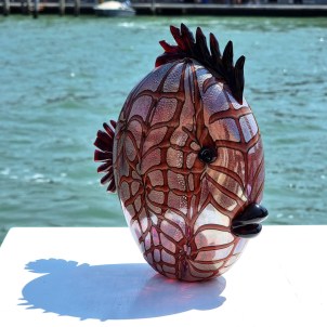  Fish Vivace - con pan de oro - con textura - Vidrio de Murano original