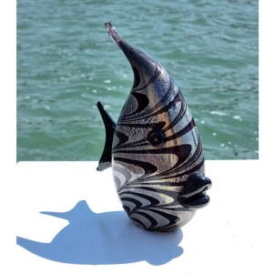  Fish Allegro - con pan de plata - con textura - Vidrio de Murano original