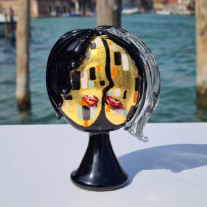 Head Lovers Sculpture - Klimt Decoration - Original Murano Glass
