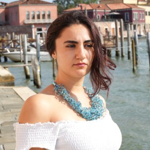 Necklace Millefili Conterie - Amar - Turquoise - Original Murano Glass OMG