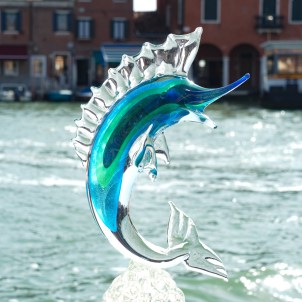 Marlin Sculpture Sommerso BG - Chroma Collection - Original Murano Glass 