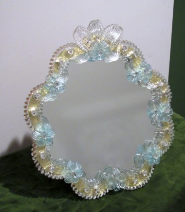 Fiore Regina Elisabetta - Specchio Veneziano da tavolo in vetro di Murano