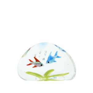 Glass stone with Fishes - Aquarium  - Original Murano Glass OMG