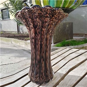 Vaso Flower - Nero e Avventurina - Vetro di Murano Originale OMG