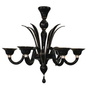 Chandelier Parigi - Black and gold - Original Murano Glass