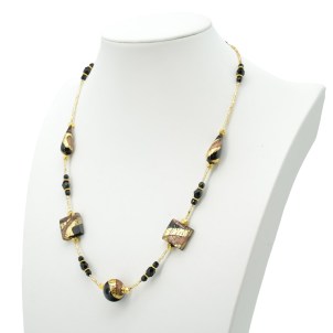 Necklace Emily - With Black and gold beads - Original Murano Glass OMG