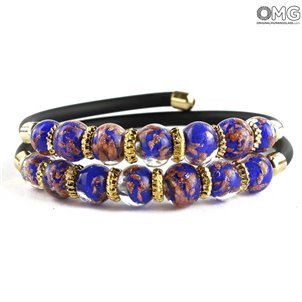 Pulsera Serena Double - azul con aventurina - Vidrio de Murano original OMG