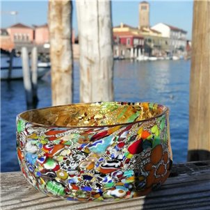 Ciotola - Ocra e Oro - vetro di Murano soffiato