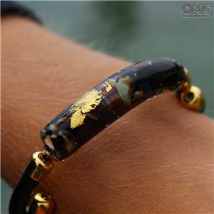 Pulsera Costanza negra - Vidrio de calcedonia - Vidrio de Murano original OMG