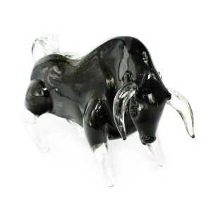 Black wild Bull - Fine Sculpture - Original Murano Glass OMG