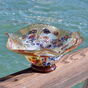 Goccia Centrotavola Ambra in vetro di Murano e millefiori