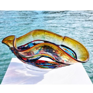 Sombrero ambra e lava colorata - Centrotavola vetro di Murano