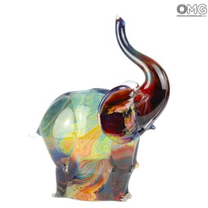 Elephant dreamer - Sculpture in chalcedony - Original Murano glass OMG