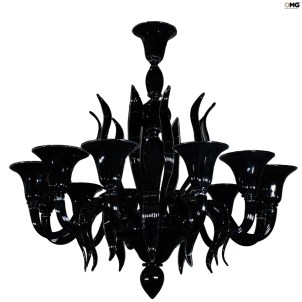 Venetian Chandelier - Corvo black - 12 ligths - Original Murano Glass OMG 