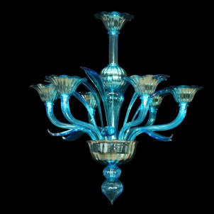 Venetian Chandelier - Ervin light blue - Murano Glass 