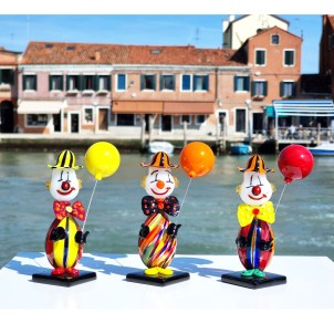 Clown with balloon - 1 Piece - Original Murano Glass