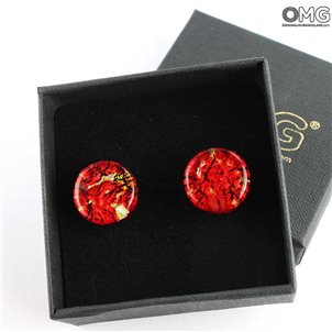 Cufflinks - Red with gold - Original Murano Glass OMG