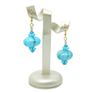Orecchini azzurri con avventurina - Vetro di Murano