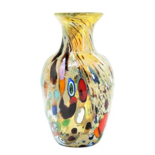 Vaso Eden Soffiato - Avorio e foglia argento - Original Murano Glass