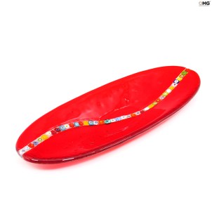 Plato Millefiori rojo - Vidrio de Murano original