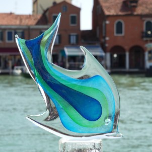 Tropical Fish Sculpture Sommerso BG - Chroma Collection - Original Murano Glass 