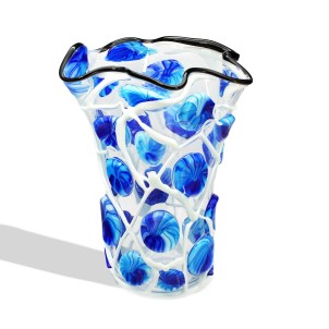 Giardino Fiorito - Vaso Soffiato azzurro - Original Murano Glass