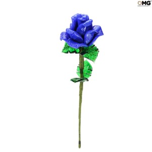 Flor de rosa - Azul - Vidrio de Murano original OMG