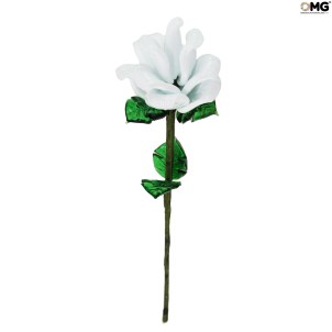 Flor de rosa - Blanca - Vidrio de Murano original OMG