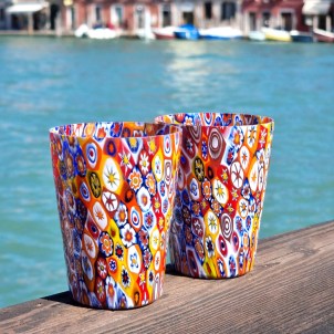 6 Millefiori Drinking glasses - Goto in Murrine - Original Murano Glass OMG