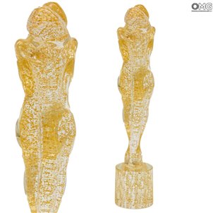 Escultura de los Enamorados en oro - Vidrio de Murano original OMG