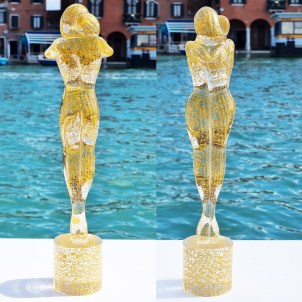 Escultura de los Enamorados en oro - Vidrio de Murano original OMG