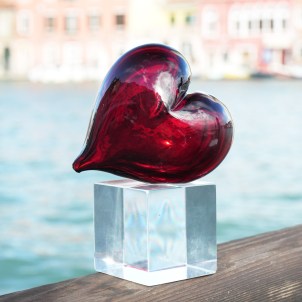 Blown Heart - Paperweight - Original Murano Glass