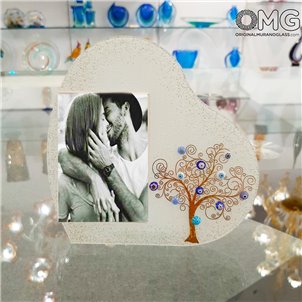 Marco de fotos - Árbol de la vida blanco - Vidrio de Murano original OMG