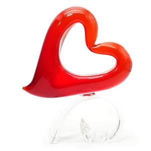 Heart on wave - Sculpture  - Original Murano Glass