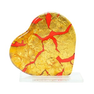 Heart glass with gold - Original Murano Glass OMG