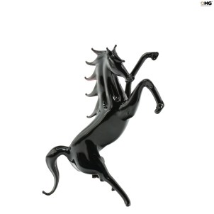 Caballo negro al galope - Cristal de Murano original OMG