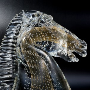 Horse head Sculpture Sommerso Gold - Chroma Collection - Original Murano Glass 