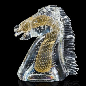 Horse head Sculpture Sommerso Gold - Chroma Collection - Original Murano Glass 