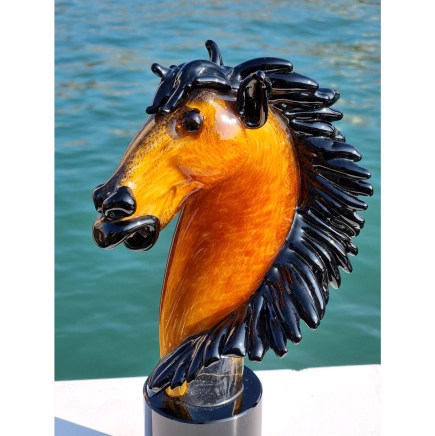 Realistic Horse head - Sculpture - Original Murano glass Omg