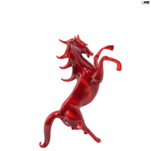 Caballo rojo al galope - Cristal de Murano original OMG