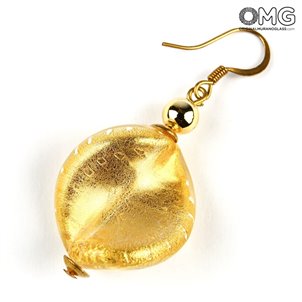 Earrings Stones of Lake Ravello - With Pure Gold - Original Murano Glass OMG