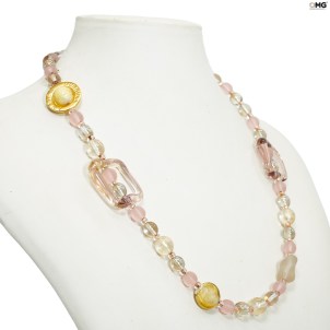 Necklace Riga - Pink and gold - Original Murano Glass OMG