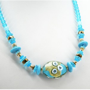 Collana Tupis - Oro e Azzurro - Vetro di Murano Originale OMG