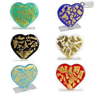 My Love - heart glass with gold - Original Murano Glass OMG