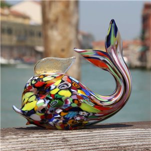 Balena figurina in murrine - fatta a mano in vetro di Murano